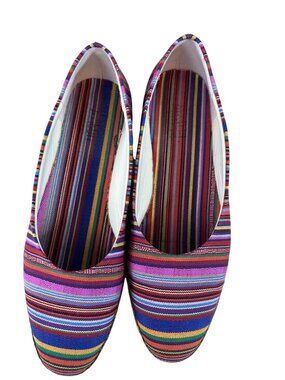 Beacon  Sz 10N Women's Striped Multicolor Woven Step In Flats